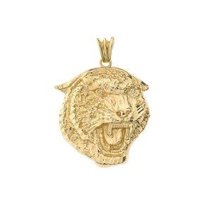 14K Solid Gold Bold Jaguar Pendant - Yellow, Rose, or White
